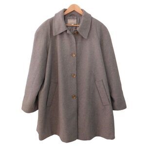 Woman Within Plus Size Wool Blend Coat Button Front Gray Pockets LIned Size 22W